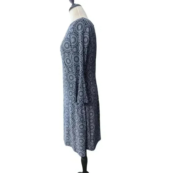 Tommy Hilfiger Navy Blue & White Medallion Print 3/4 Sleeve Back Zip Dress 8 - Picture 4 of 10
